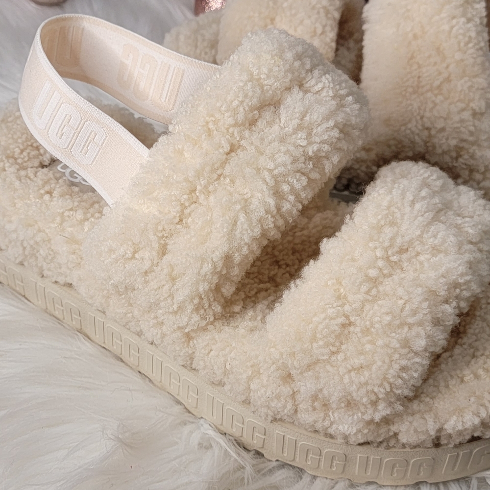 Ugg Oh Fluffita Genuine Shearling Slingback Sandal Brand New - Picture 6 of 8